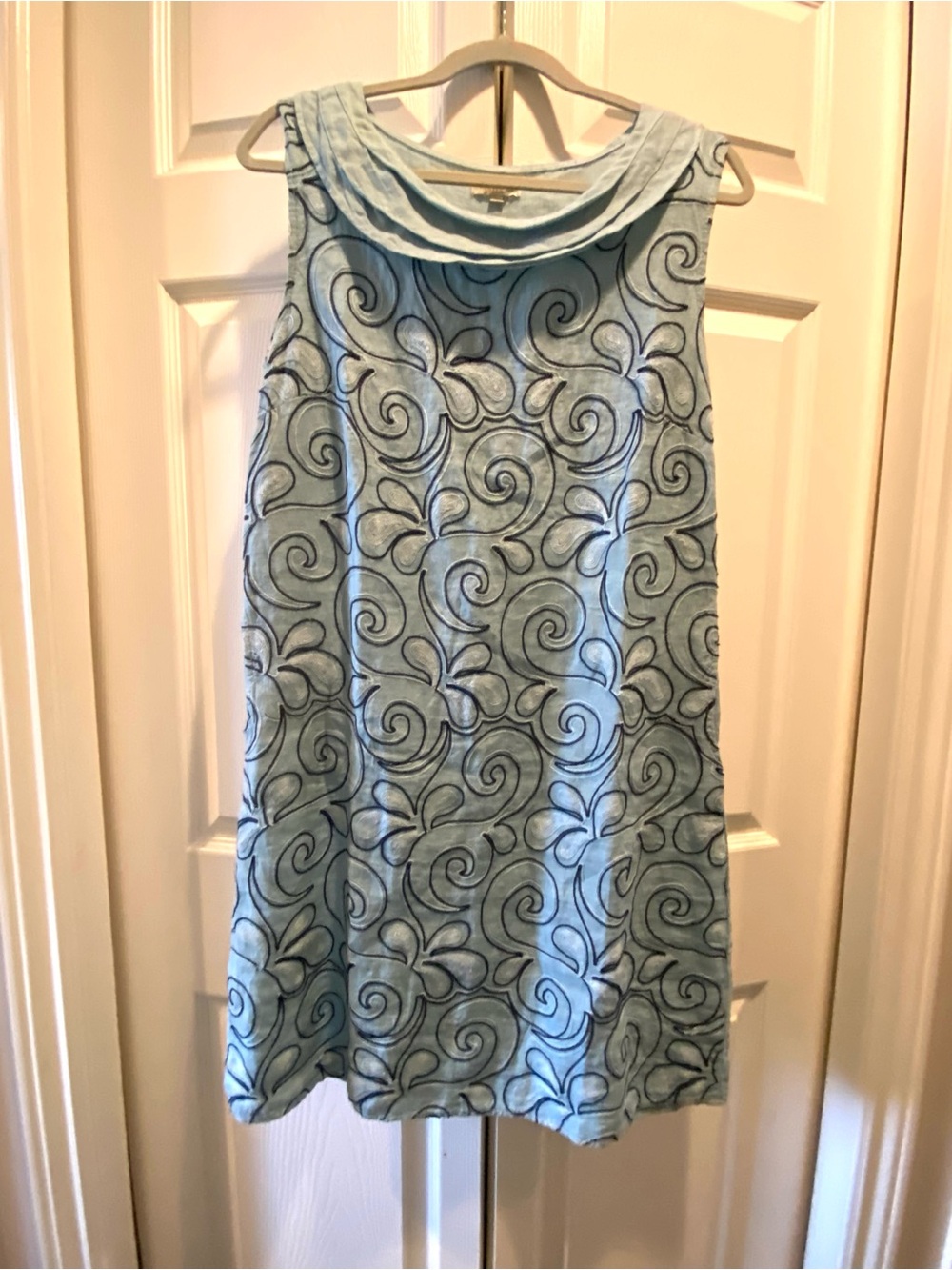 Lina Tomei  Linen  Embroidered Swing Dress